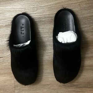 Mens Marni Slides (Mohair) Black